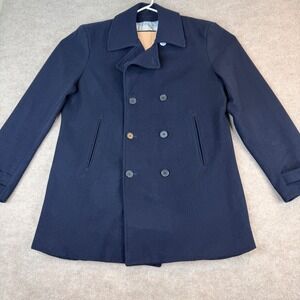 JOS A BANK RESERVE PEACOAT NAVY BLUE DOUBLE BREASTED WOOL BLEND MEN'S XL